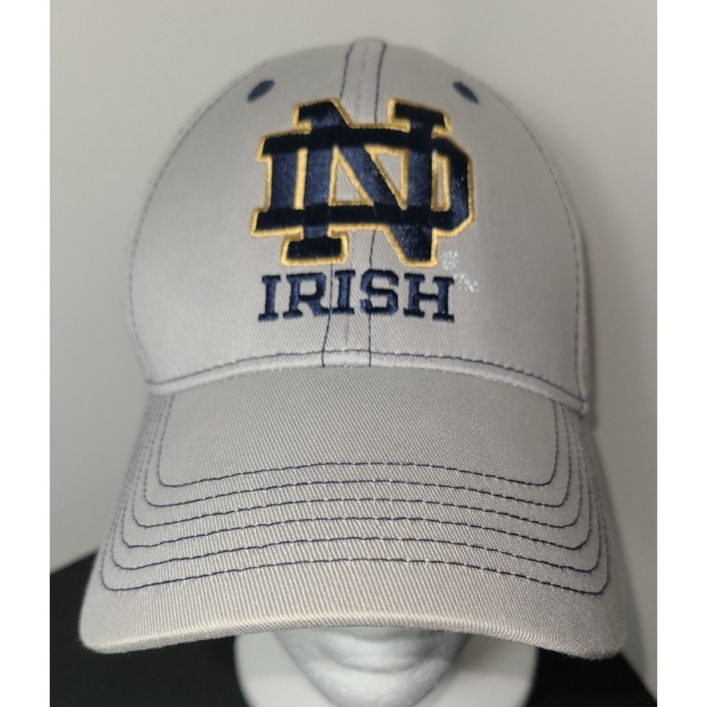 Notre Dame Irish Hat Adult Adjustable Strapback Gray Baseball Cap OSFA Embroider